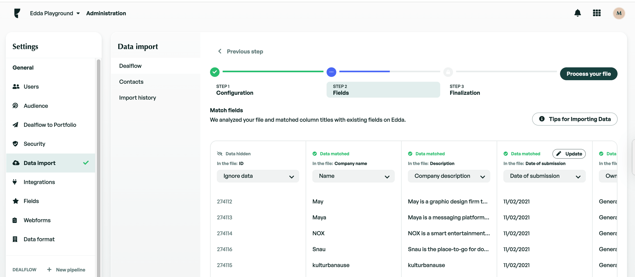 Dealflow Data Import